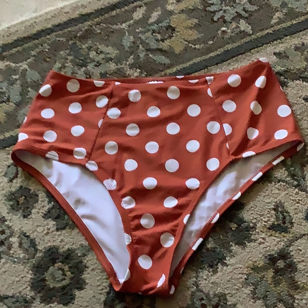 Xhileration high waisted bikini bottom polka dotted size Large. Copper c…